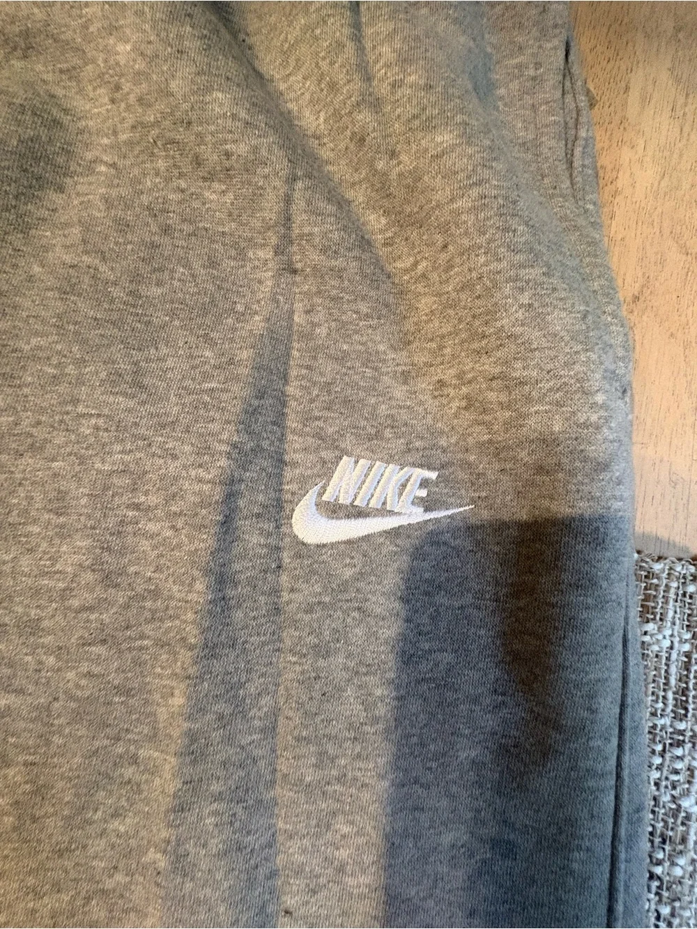 Nike Gray Men's Fleece Joggers with White Logo